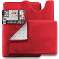 Clara Clark 2 Piece Bathroom Rugs Bath Mat Set, Velvet Memory Foam Bath Mats for Bathroom - Non-Slip, PVC Backing Bath Rugs, Washable Bathroom Rug Mats - Dries Quickly, Bathroom Rug Set - Burgundy Solid 2 Piece Set Burgundy Red