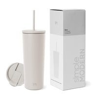 Simple Modern Insulated Tumbler with Lid and Straw | Iced Coffee Cup Reusable Stainless Steel Water Bottle Travel Mug | Gifts for Women Men Her Him | Classic Collection | 24oz | Almond Birch -Almond Birch