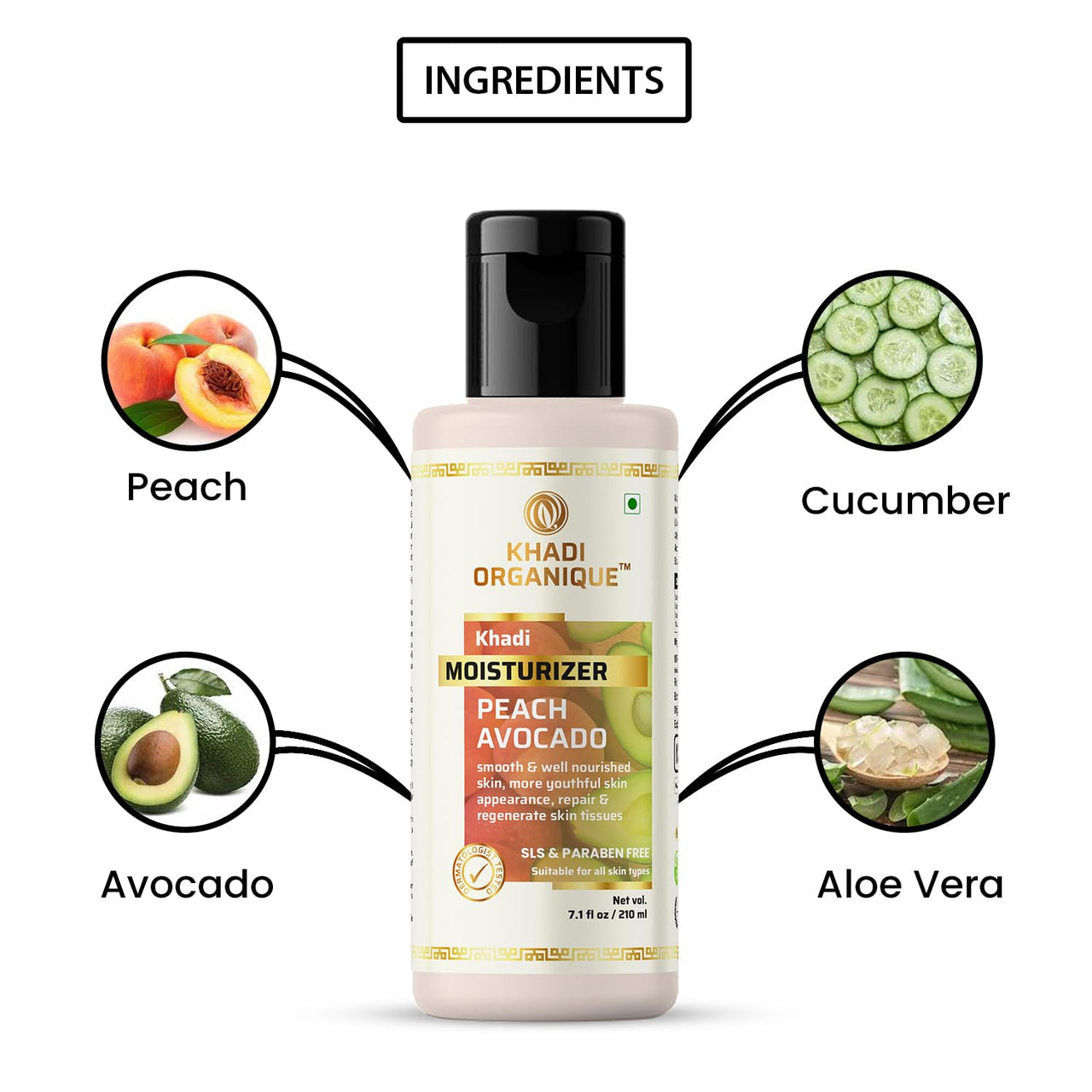 Khadi Organique Peach Avacado Mosturizer For Dry Skin Pack of 2 (Parabeen Free) 420 ml