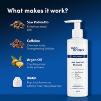 Man Matters Double DHT Blocking Anti Hair Fall Shampoo With Saw Palmetto, Caffeine, Biotin & Argan Oil, Therapeutic Grade & Dermatologically Formulated (Pack Of 2)