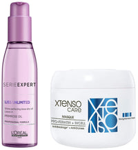 L'OREAL PROFESSIONNEL PARIS Xtenso Care Masque 196 Gm, For Straightened Hair & L'Oréal Professionnel Serie Expert Liss Unlimited Blow Dry Serum 125 Ml, For Frizz-Free Hair
