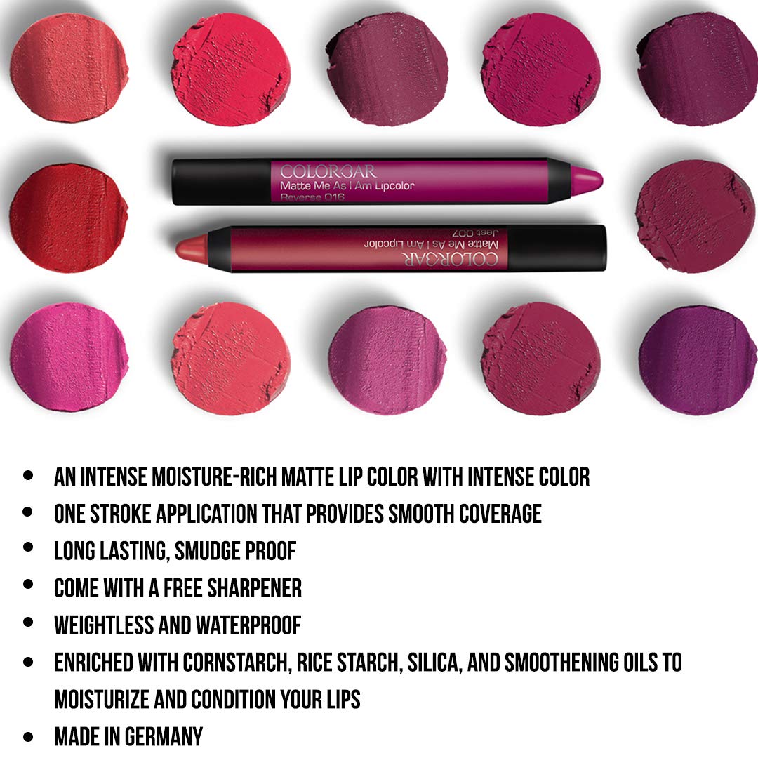 Colorbar Matte me as I am Lipcolor-Stroke, Mauve, 2 g | Moisturize and condition lips| Long Lasting| Waterproof and Smudge-proof