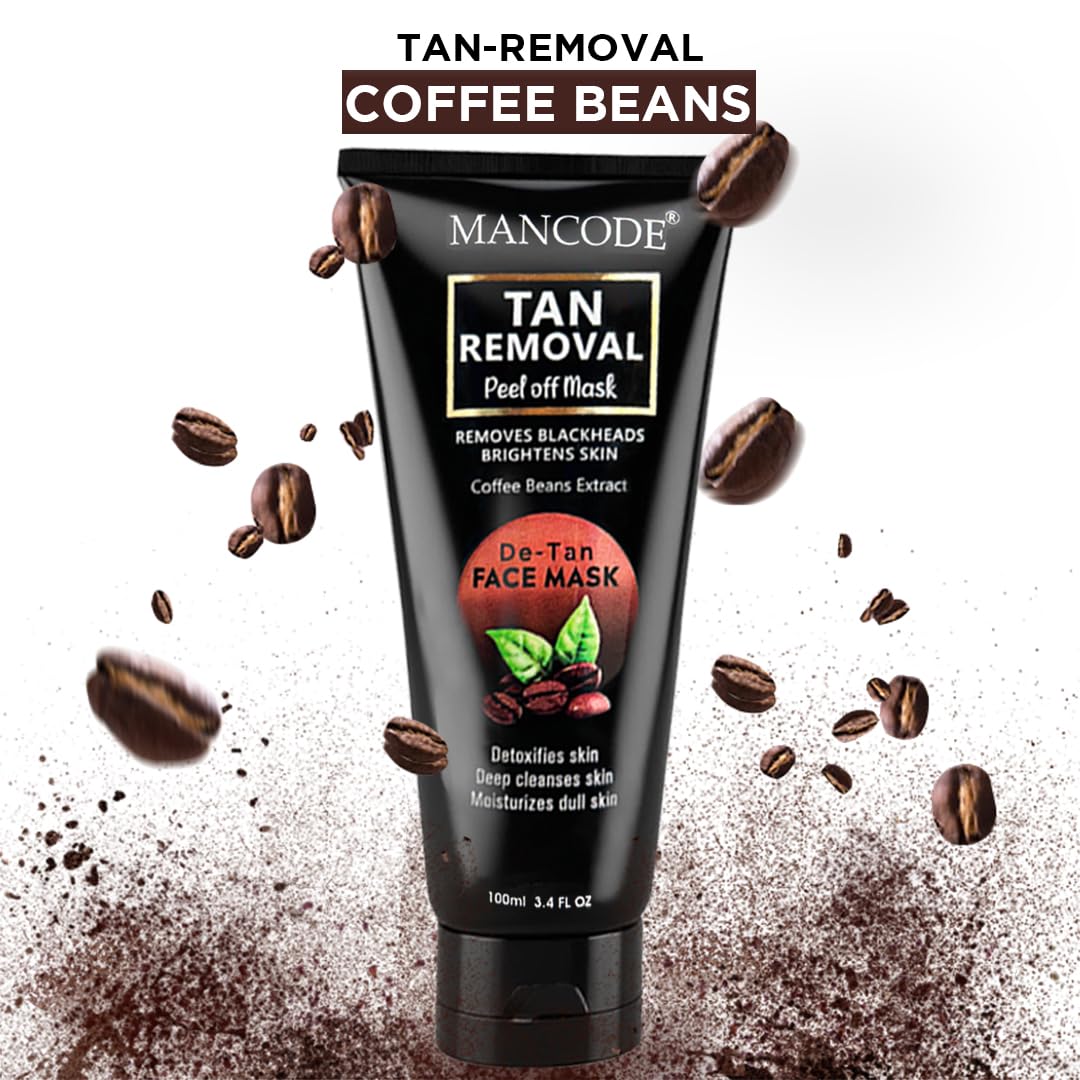 Mancode De-Tan Removal Peel off Face Mask for Men and Women 100ml | Deep Cleansing Exfoliator, Defeat Blackheads & Whiteheads, Glowing White & Brighten Skin