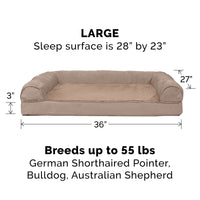 Furhaven Replacement Dog Bed Cover Plush & Suede Sofa-Style, Machine Washable - Almondine, Large Cover Only 36.0