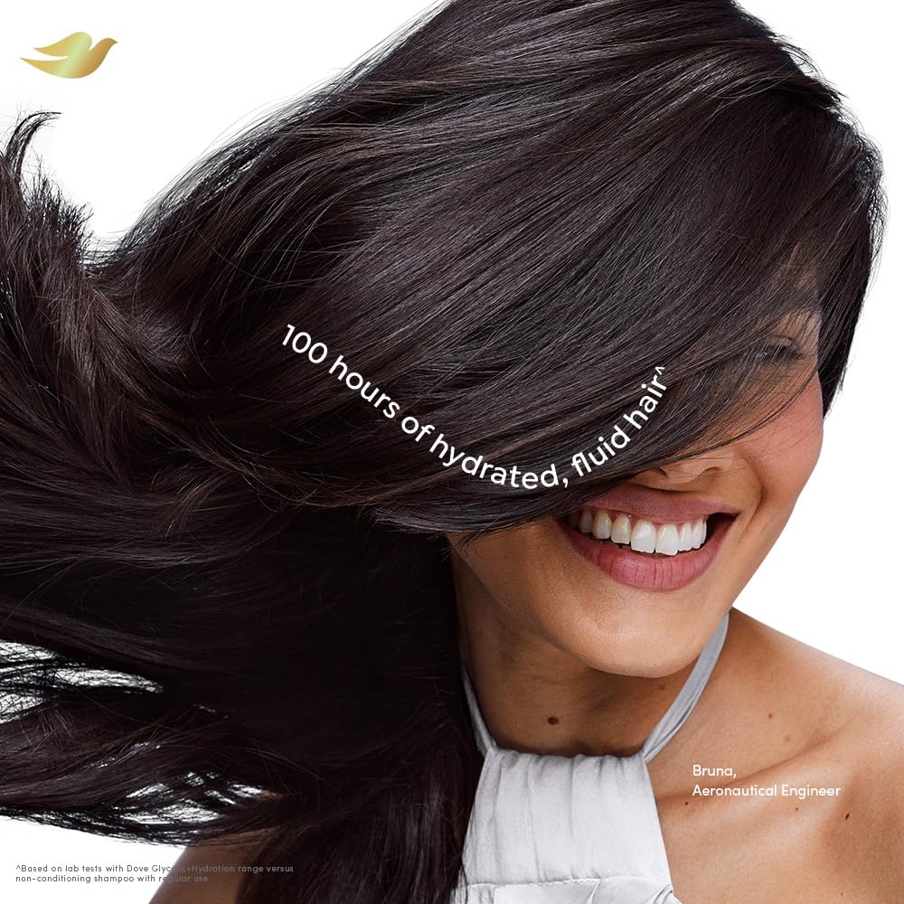 Dove Glycolic + Hydration Shampoo 180 ml with 5% Hydra-Glycol for Upto 100 hours of hydrated, fluid hair.