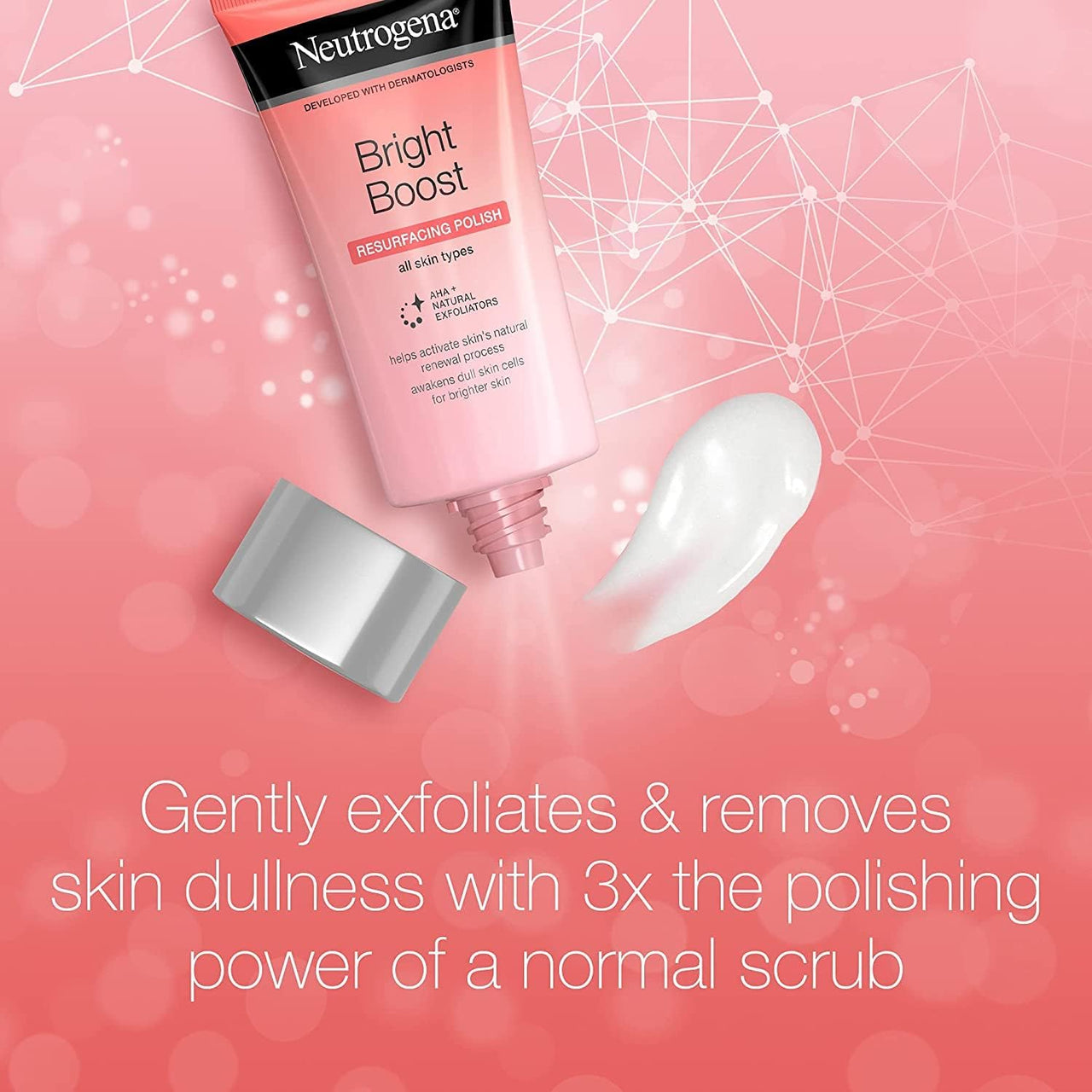 Neutrogena Bright Boost Resurfacing Micro Polish Facial Exfoliator with Glycolic and Mandelic AHAs, Gentle Skin Resurfacing Face Cleanser for Bright & Smooth Skin, 2.6 fl. oz 75ml