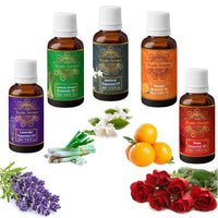 Exotic Aromas Essential Oil - Lavender oil, Lemongrass oil, Jasmine oil, Orange Oil, Rose oil (Pack of 5)