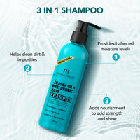Botanic Hearth Jojoba & Hyaluronic Acid Shampoo with 100% Pure Jojoba Oil & Aloe Extracts | Hydrates Hair & Adds Shine | For Dry & Dehydrated Hair | Shampoo for Women and Men | Sulphate & Paraben Free | 200 ml