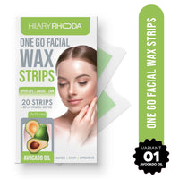 Hilary Rhoda Women One Go Facial Wax Strips - Ready-To-Use for Face, Cheek, Upper Lip & Chin - With 2 Finish Wipes - 20 Strips (Avocado Oil), Pack of 1
