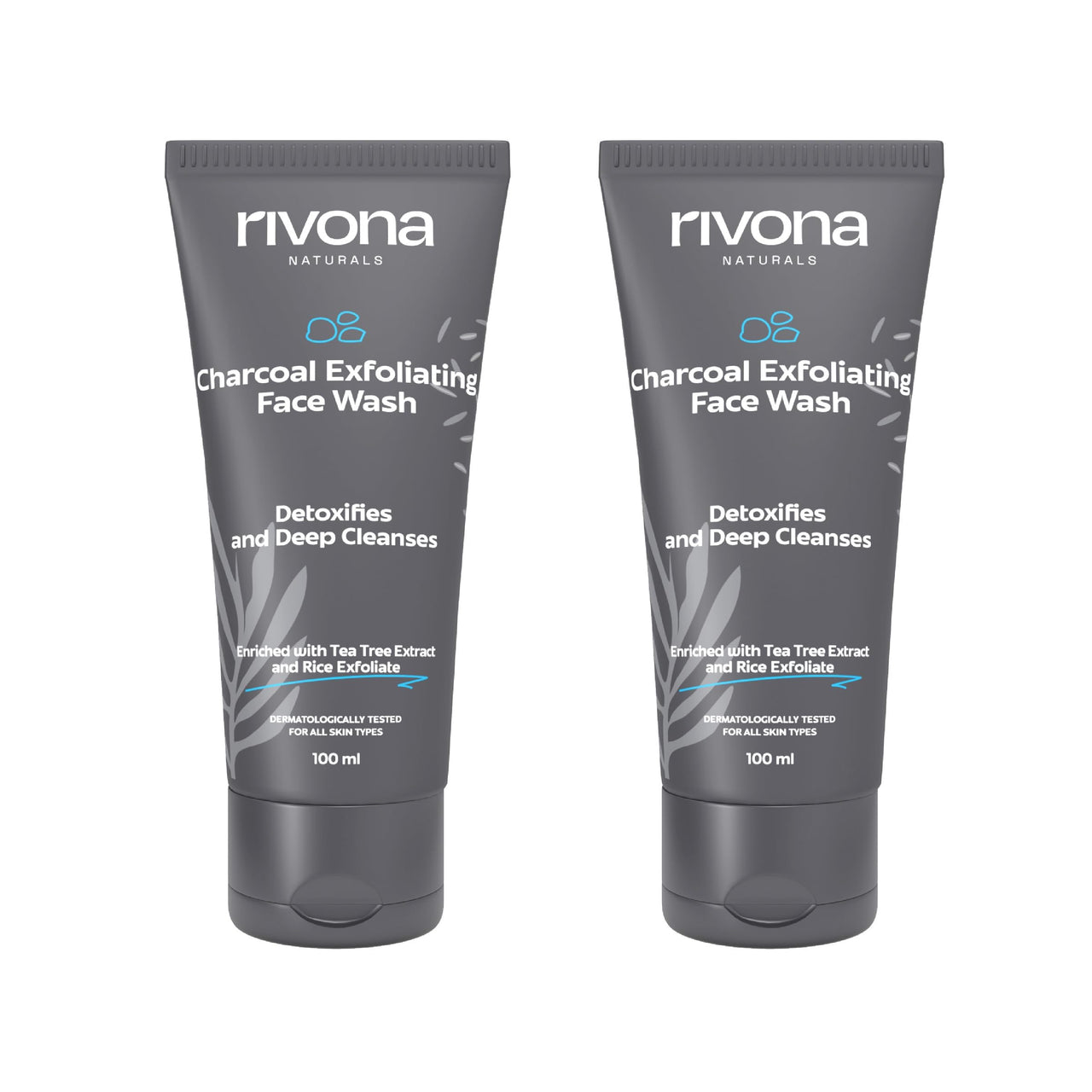 Rivona Naturals Charcoal Face Wash for Men, Anti Pollution and Deep Pore Cleasning with Tea tree and Rice Granules 200ml