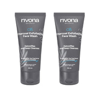 Rivona Naturals Charcoal Face Wash for Men, Anti Pollution and Deep Pore Cleasning with Tea tree and Rice Granules 200ml