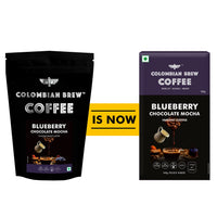 COLOMBIAN BREW COFFEE Blueberry Chocolate Mocha Instant Coffee Powder Box, No Sugar Vegan, 100 Grams