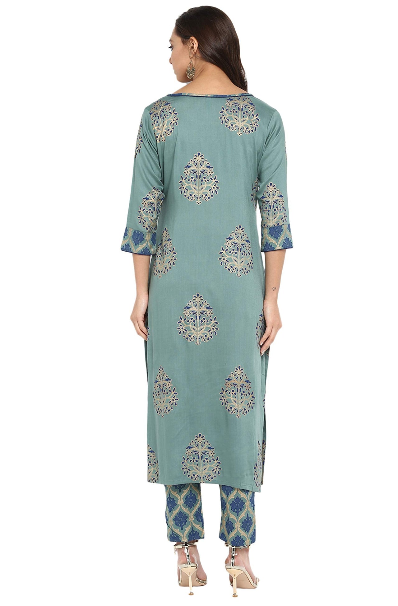Janasya Women's  Yellow Rayon Straight Kurta with Pant
