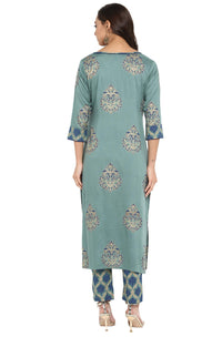 Janasya Women's  Yellow Rayon Straight Kurta with Pant
