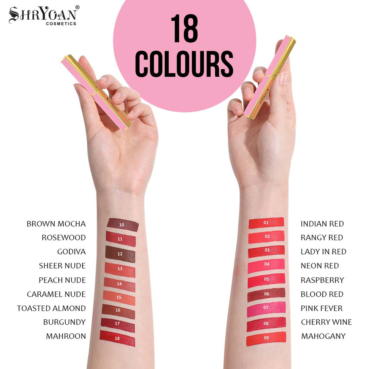 Shryoan Velvet Matte Soft Slim Lipstick| 24Hr Long Lasting, Velvet Texture, Matte Finish Lipstick with Easy Glide Lipstick (10g) (Pink Fever)