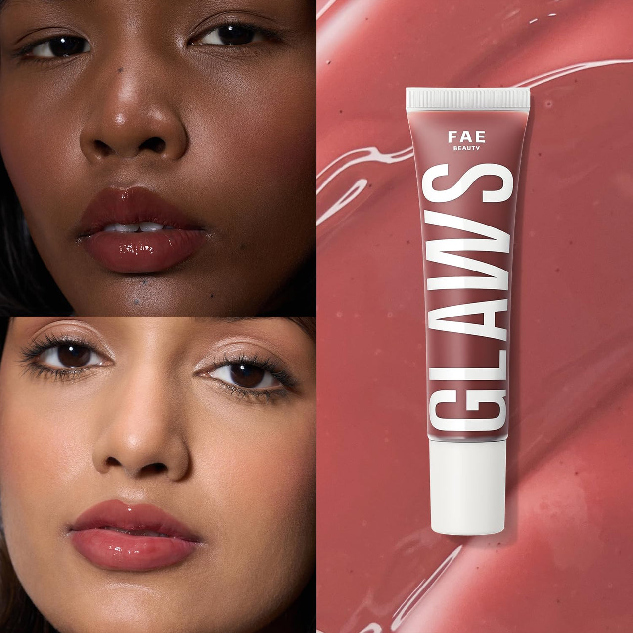 FAE Beauty Peptide Hydrating & High Shine Tinted Lip Gloss (12gm) | With Passionfruit Oil & Argireline to Smoothen, Even, and Soften Lips | Non Sticky | Vegan | Shade Living | Rosewood Gloss