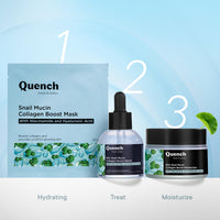 Quench Snail Mucin Collagen Boost Mask with Niacinamide & Hyaluronic Acid for Glass Skin within 4 Hours | Korean Bio-Collagen Overnight Mask for Deep Hydration | Reduces Pigmentation, Wrinkles & Fine Lines (45g, 1 Piece)