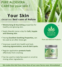 GREEN WORTH Pure Aloe Vera Gel for face, skin and hair | with Vit B3, E and Pro-Vit B5 | 200 gms