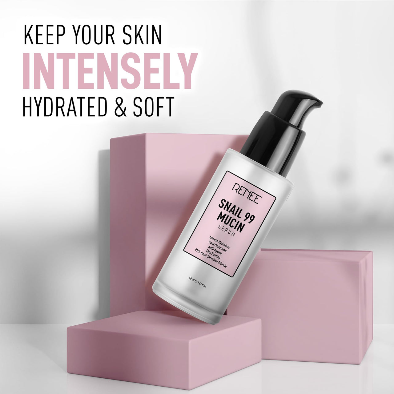 RENEE Snail 99 Mucin Serum for Face - Contains 99% Snail Secretion Filtrate & Hyaluronic Acid - Intense Hydration, Blemishes, Wrinkles & Spot Correction, Anti Ageing, Skin Firming - All Skin Types