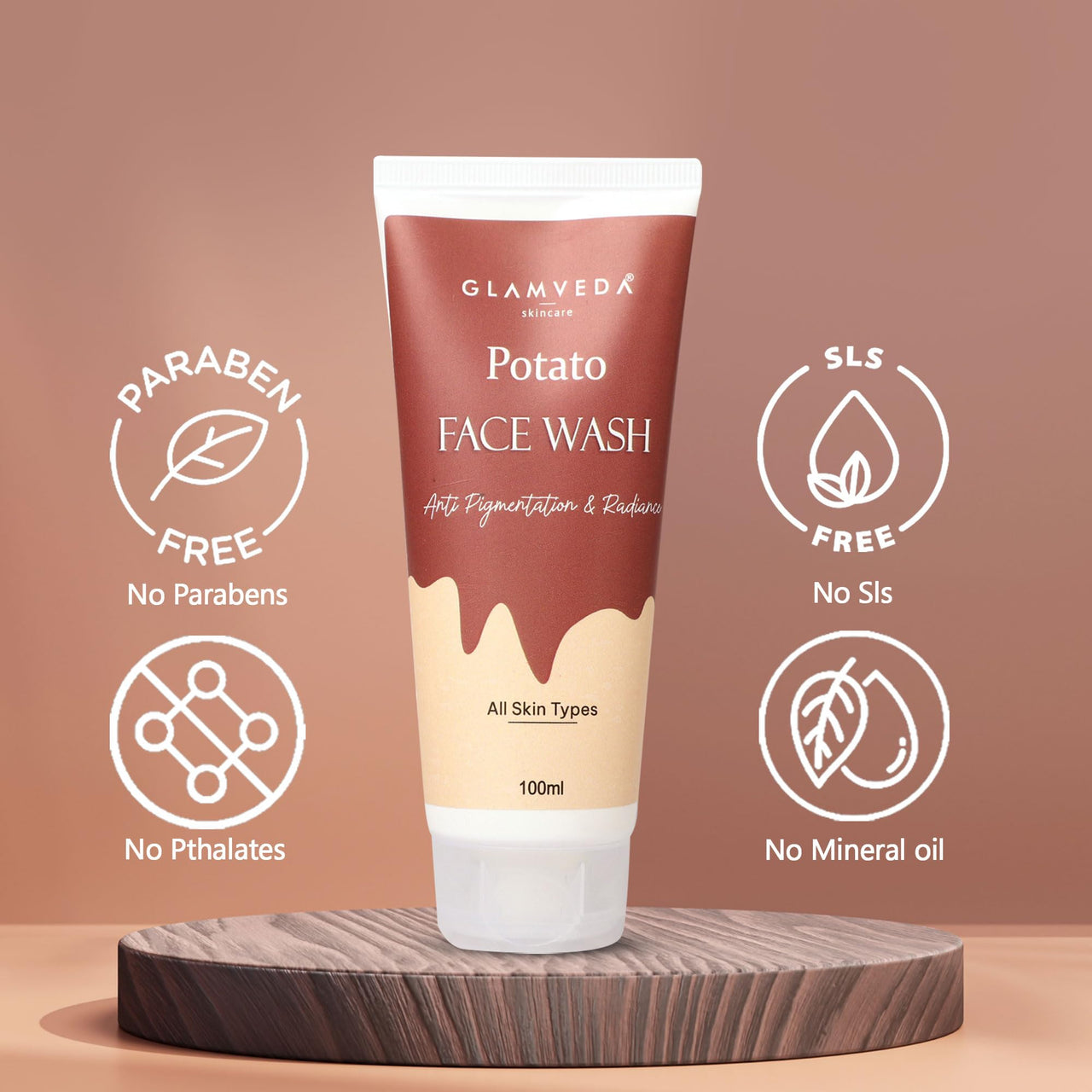 Glamveda Potato Anti Pigmentation Face wash - Reduces Hyperpigmentation & Clarifies skin - No Paraben, SLS, silicone - All Skin Types100ml