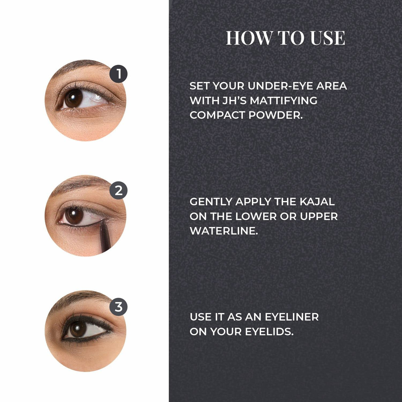 Just Herbs Retractable 2 in 1 Herbal Eyeliner + Kajal with Almond Oil & Vitamin E, 11 Hour Stay, Singlestroke, Smudgeproof & Fadeproof - Black 0.3g