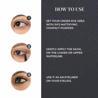 Just Herbs Retractable 2 in 1 Herbal Eyeliner + Kajal with Almond Oil & Vitamin E, 11 Hour Stay, Singlestroke, Smudgeproof & Fadeproof - Black 0.3g
