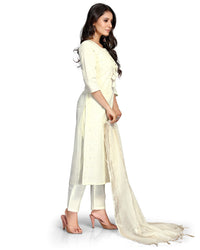 Rajnandini Women's  Pure Cambric Cotton Embroidered Kurta Set With Dupatta