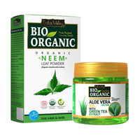 INDUS VALLEY Neem Leaf Powder | Azadirachta indica - Natural, Organic & Pure Powder With 100% Pure Non-Toxic Aloe Vera Gel - (100g+175 ml)