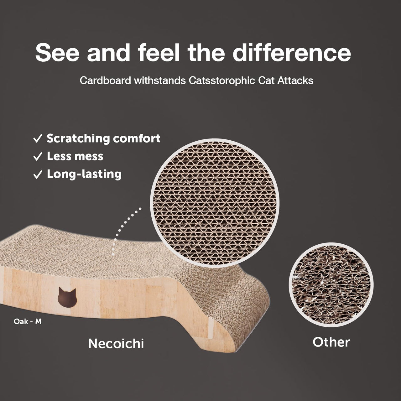 Necoichi Premium Comfort Series Cat Scratcher Curved Lounger and Scratcher Bed (c.Oak Bed, Regular) c.Oak Bed