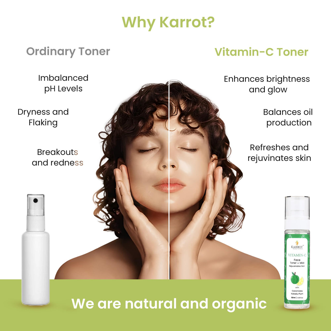 Karrot Natural Skincare Vitamin C Toner for Glowing Skin, Rejuvenating Spray Mist, Evens Tone and Tightens Pores, Blend of Kakadu Plum and Carrot Seed Oil, For Women and Men, All Skin Types, 120ml
