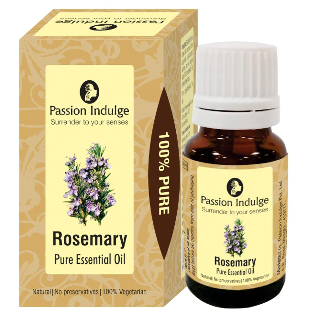 Passion Indulge Pure Rosemary Essential Oil for Hair Growth, Skin and Aromatherapy | Natural Multipurpose Essential Oil - 10 ml