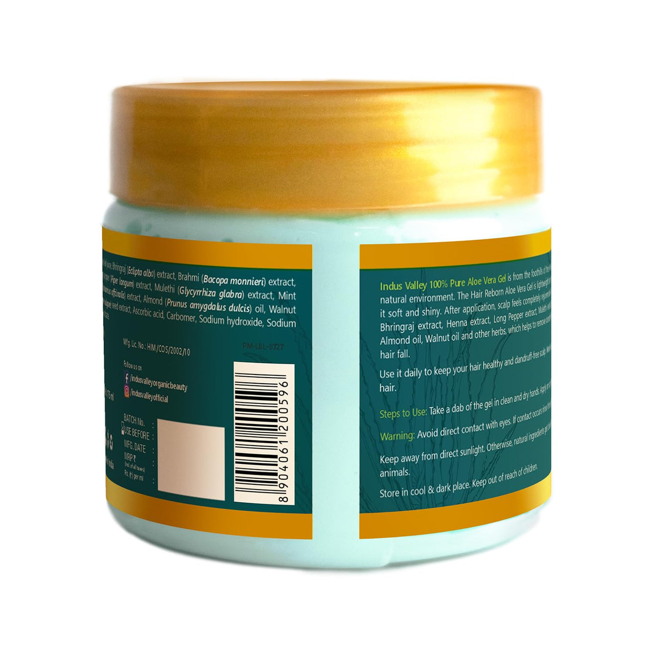 INDUS VALLEY Bio Organic Hair Reborn Aloe Vera Gel With Bhringraj & Walnut Oil For Ultimate Hair Management (175ml)