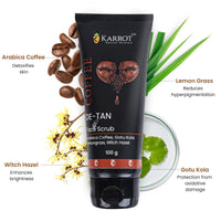 Karrot Natural Skincare Coffee Scrub, Fades Tan, Blackhead Removal Cream, Exfoliates Dead Cells, Anti Inflammatory, Made with Gotu Kola and Lemongrass, For Men and Women, All Skin Types, 100gms