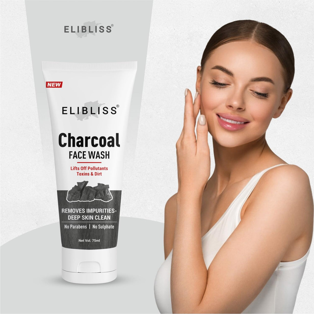 ELIBLISS Charcoal Face Wash, Fights Pollution and Acne, Oil Control for Men & Women Pack of 2