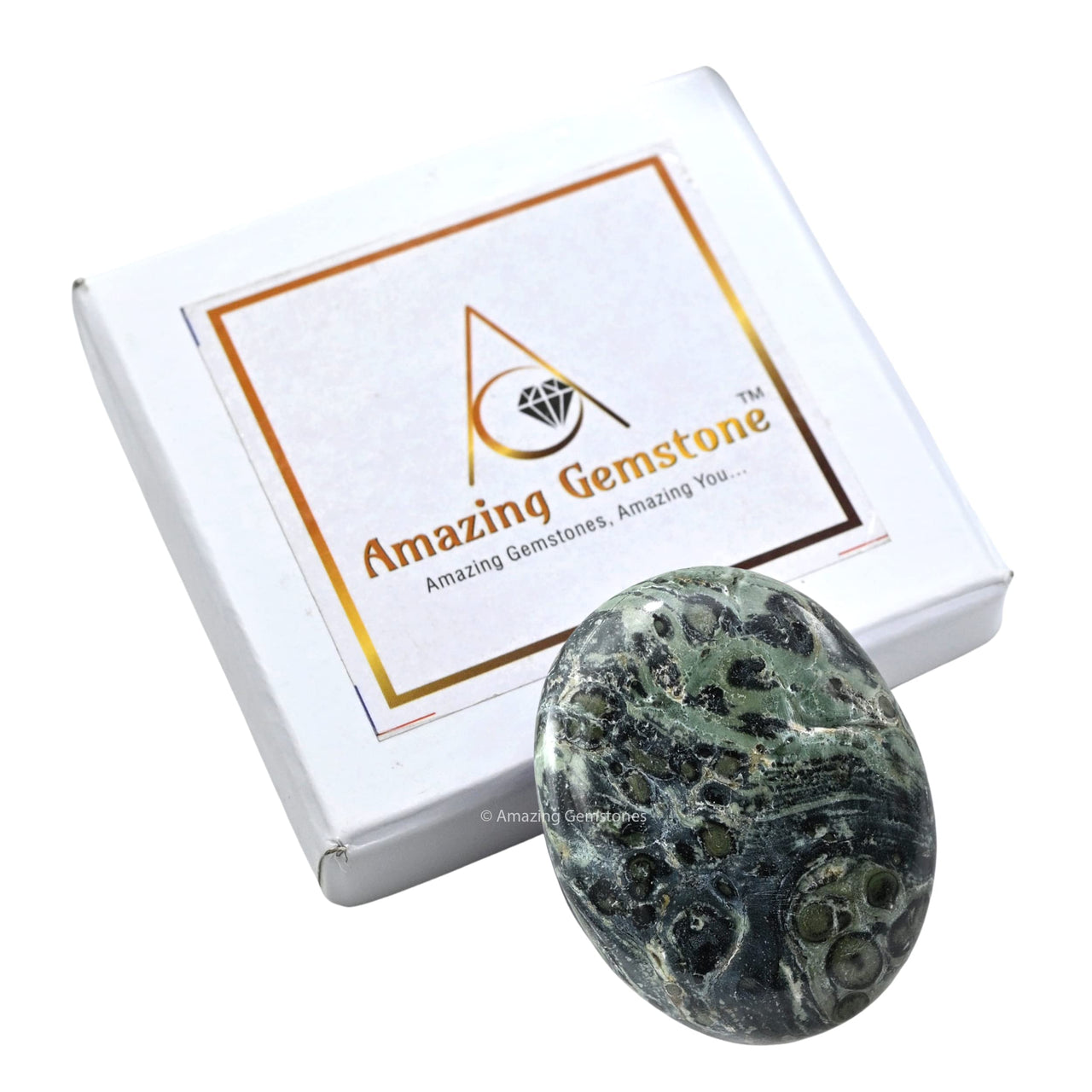Kambaba Jasper Palm Stone - Hot Massage Worry Stone for Natural Body Chakra Balancing, Reiki Healing and Crystal Grid Kambaba Jasper