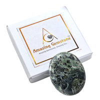 Kambaba Jasper Palm Stone - Hot Massage Worry Stone for Natural Body Chakra Balancing, Reiki Healing and Crystal Grid Kambaba Jasper