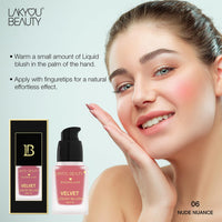 Lakyou Beauty Velvet Liquid Blush Matte | Light Weight | Highly Pigmented | Long-lasting | Easily Blendable | All Skin Types | Shade-05 (Berrylicious) 15ml