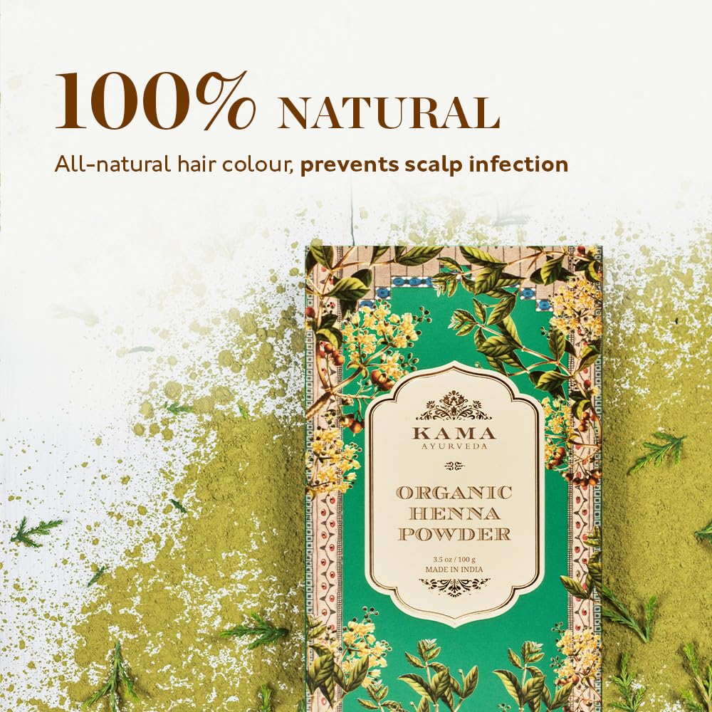 Kama Ayurveda Organic Henna Powder, 100g - Brown & Kama Ayurveda Nalpamaradi Thailam Skin Brightening Treatment- 50 ml & KAMA AYURVEDA ELADI HYDRATING FACE CREAM 8GM