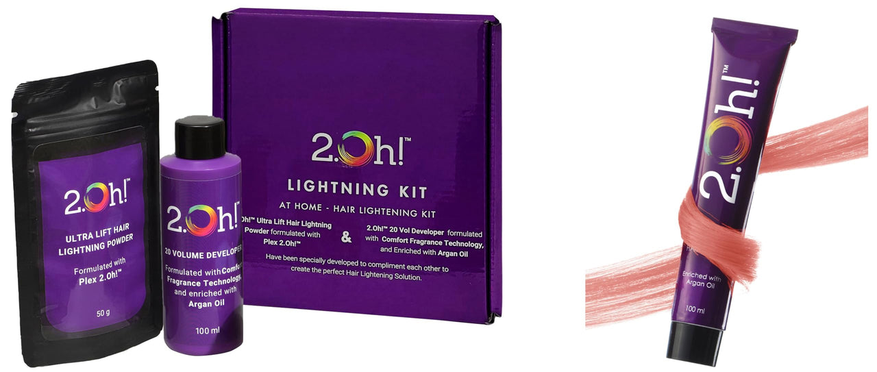 2.Oh! Italian-Peach Hair Color DIY Kit | Semi Permanent Color + Bleach for Highlights | With Plex & Argan Oil | Lightening Kit for Women & Men