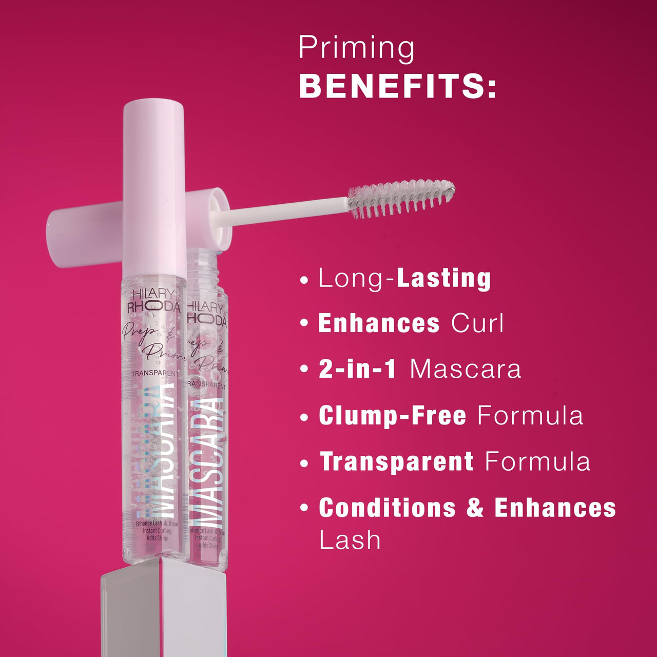 Hilary Rhoda Prep & Prime Transparent Mascara | Natural Look & Lash Transparent Mascara | Glossy & Shiny | Enhances Lash & Curl | Clump-Free & Clear Gel Formula- 10ml
