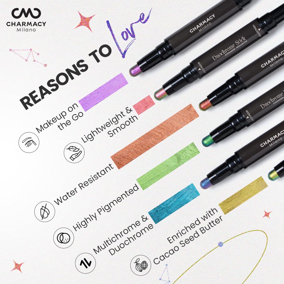 Charmacy Milano Zodiac Eyeshadow Stick - #905 Taurus, Dual-Ended, Highly Pigmented & Duochrome Eyeshadow, Enriched with Cacao Seed Butter, 1.8 Gms