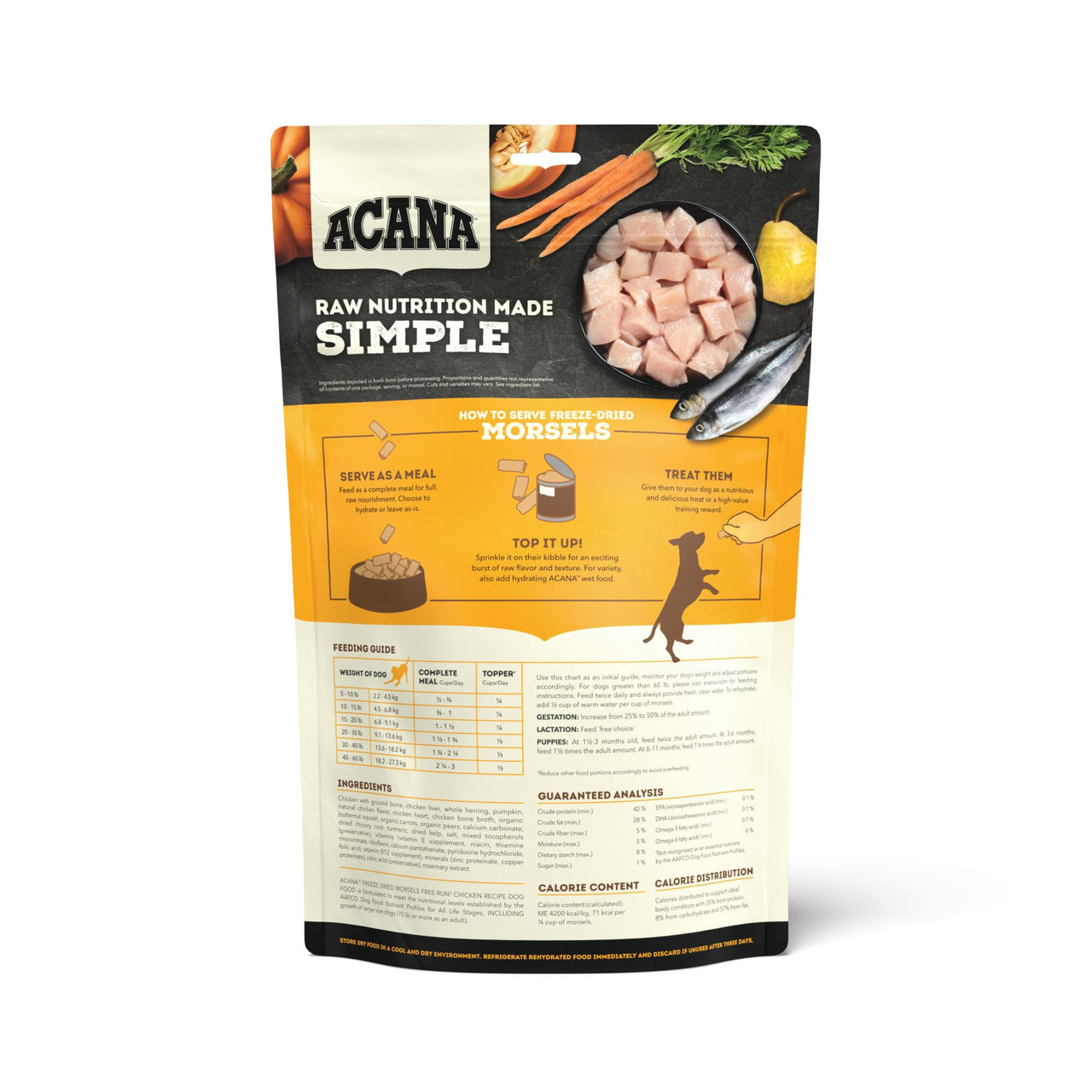 ACANA Freeze Dried Dog Food Meal & Topper, Grain Free High Protein Free-Run Chicken Recipe, 8oz Freeze-Dried Food Poultry 8 Ounce (Pack of 1)