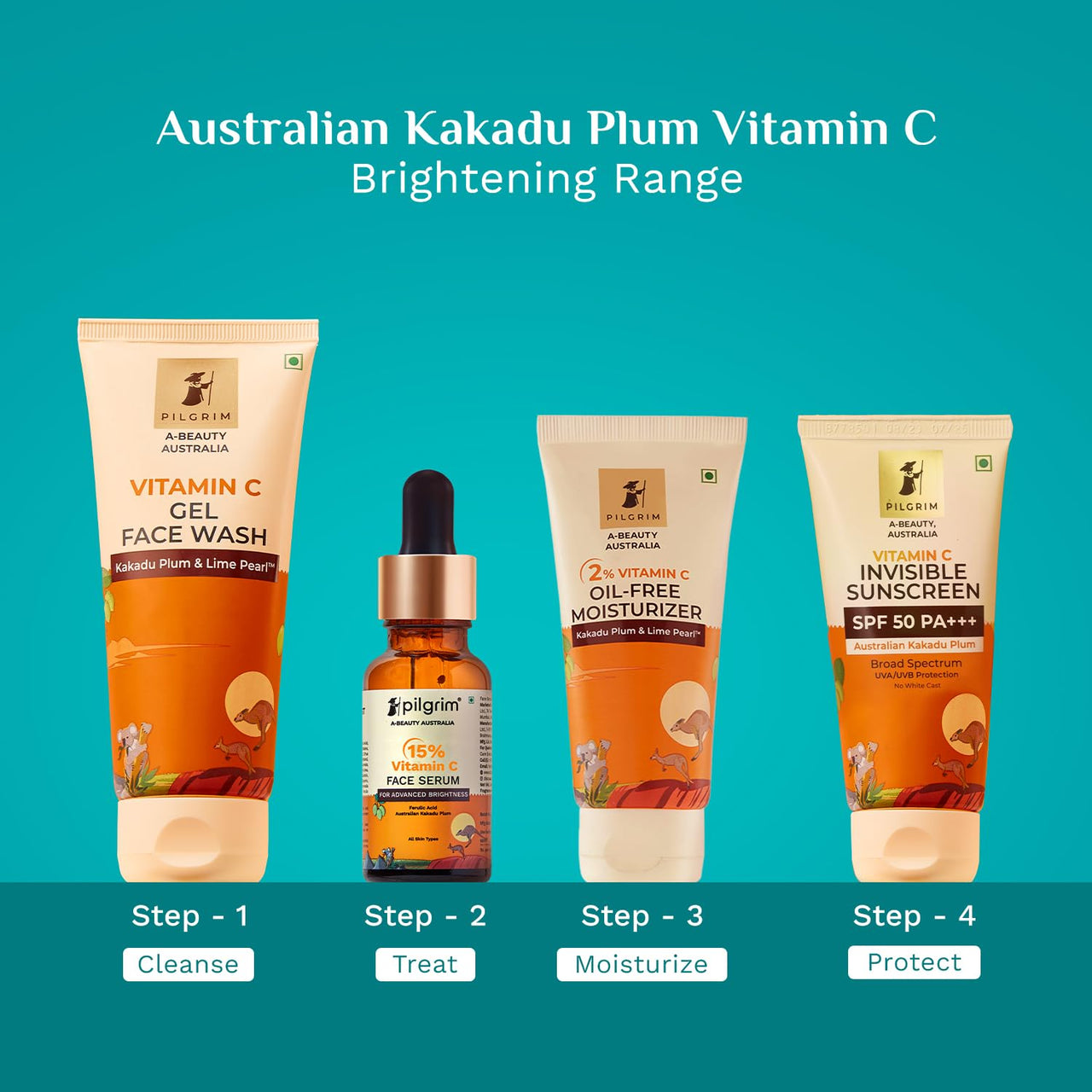 Pilgrim 15% Vitamin C Face Serum For Glowing Skin 20ml | Serum with Vit C, Ferulic acid, and Vit E | Reduces Dark Spots & Evens Skin Tone | Fragrance Free | For Men and Women | For All Skin Types