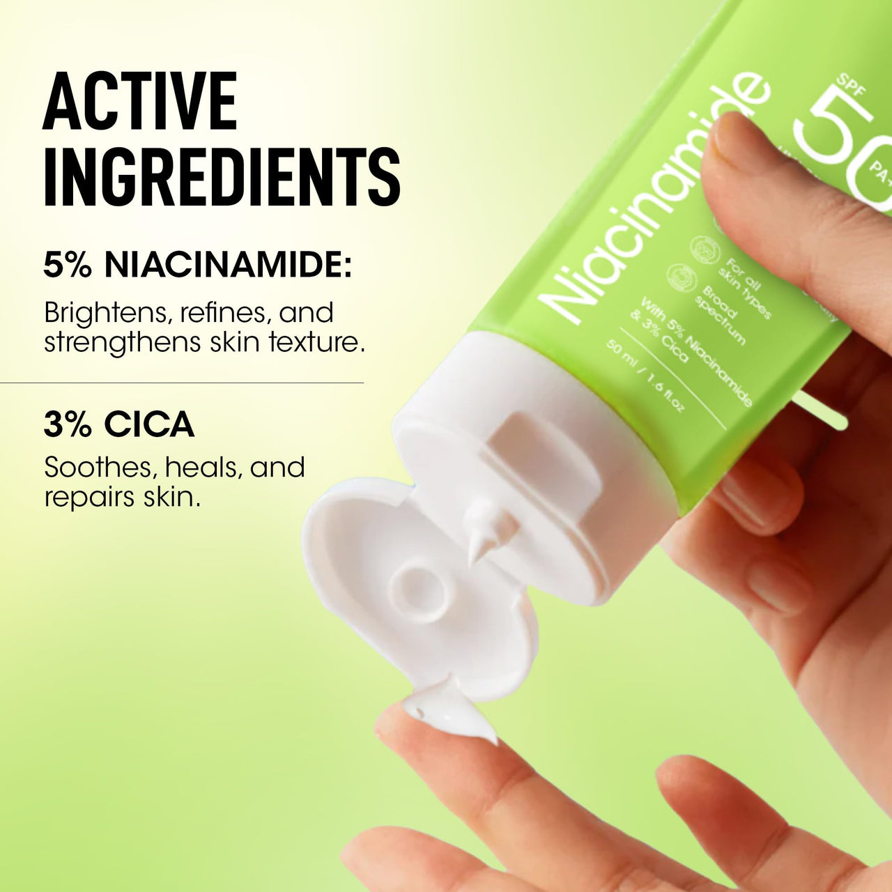 OG BEAUTY SCIENCE SPF 50 PA+++ Sunscreen | 5% Niacinamide & 3% Cica | Broad Spectrum UV Protection | Soothing & Hydrating | Dermatologically Tested | 50ml