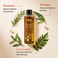 Vedix Keshamrut Herbs Infused Hair Oil for Men & Women I Control Hair Fall & Boost Hair Growth I 16+ Whole Herbs, Leaves & Flowers I No Mineral Oils & Chemicals (200ml)