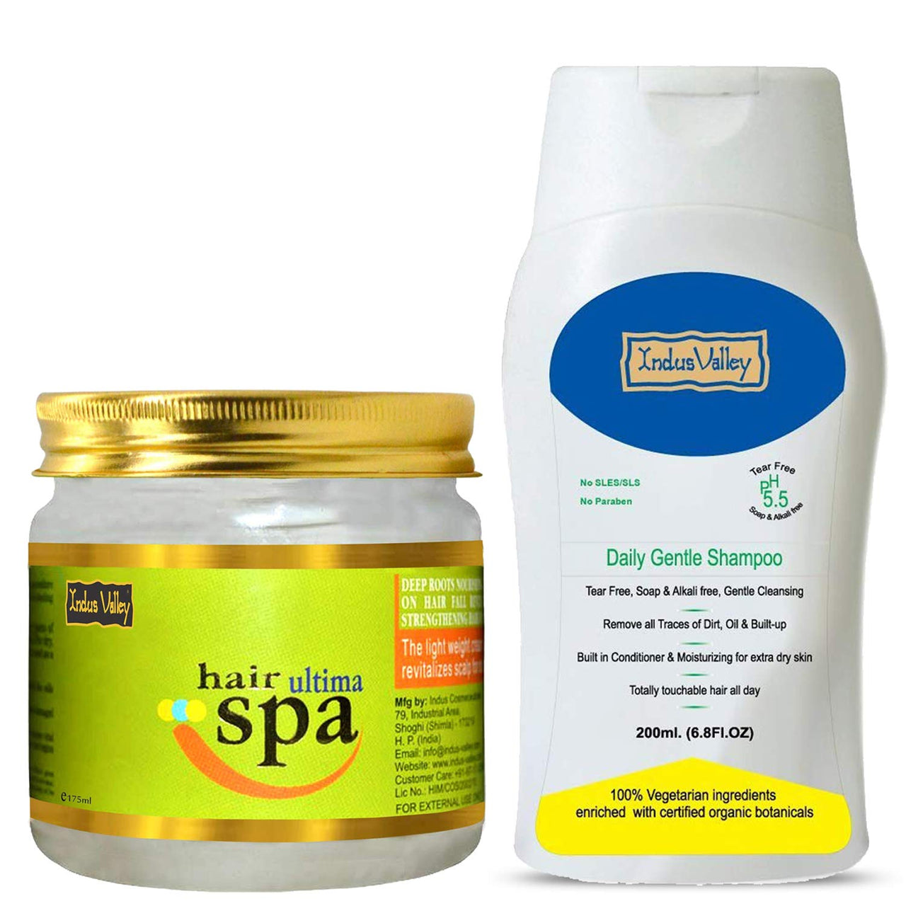 INDUS VALLEY Combo pack of Daily Care Shampoo and Hair Ultima Spa (200ml +175=375ml)