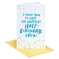 American Greetings Half-Birthday Card (All My Heart) Lettering with Sprinkles