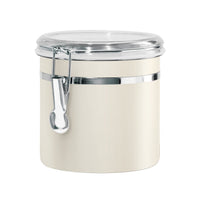 Oggi Stainless Steel Kitchen Canister 36 fl oz, Gray - Airtight Clamp Lid, Clear See-Thru Top - Ideal for Kitchen Storage, Food Storage, Pantry Storage. Size 4.75