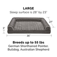 Furhaven Replacement Dog Bed Cover Luxe Faux Fur & Performance Linen Sofa-Style, Machine Washable - Charcoal, Large
