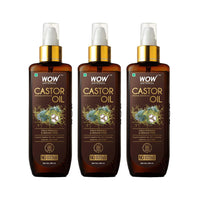 WOW Skin Science 100% Pure Castor Oil - Cold Pressed - For Stronger Hair, Skin & Nails - No Mineral Oil & Silicones, 200 Ml|Pack of 3